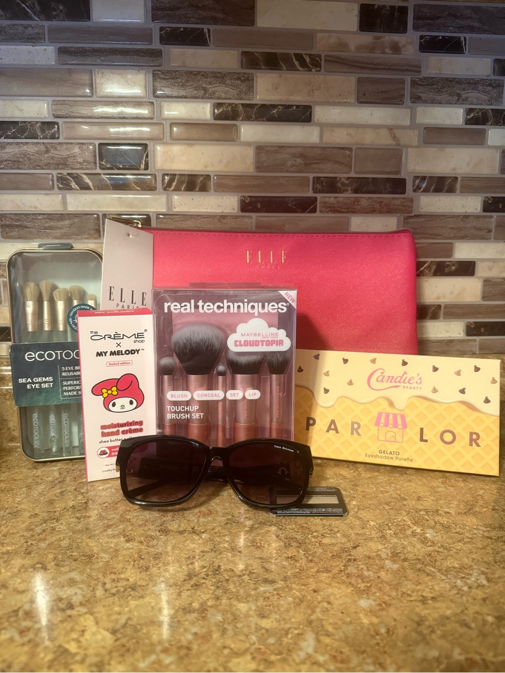 *BUNDLE* Hot Pink Cosmetic Case, Brush Sets, Sunglasses & Eyeshadow Palette